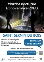 Affiche avec une photo de nuit d'une cascade éclairée par des frontales et les renseignements indiqués ci-dessus.